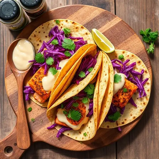 Spicy Mango Salmon Tacos